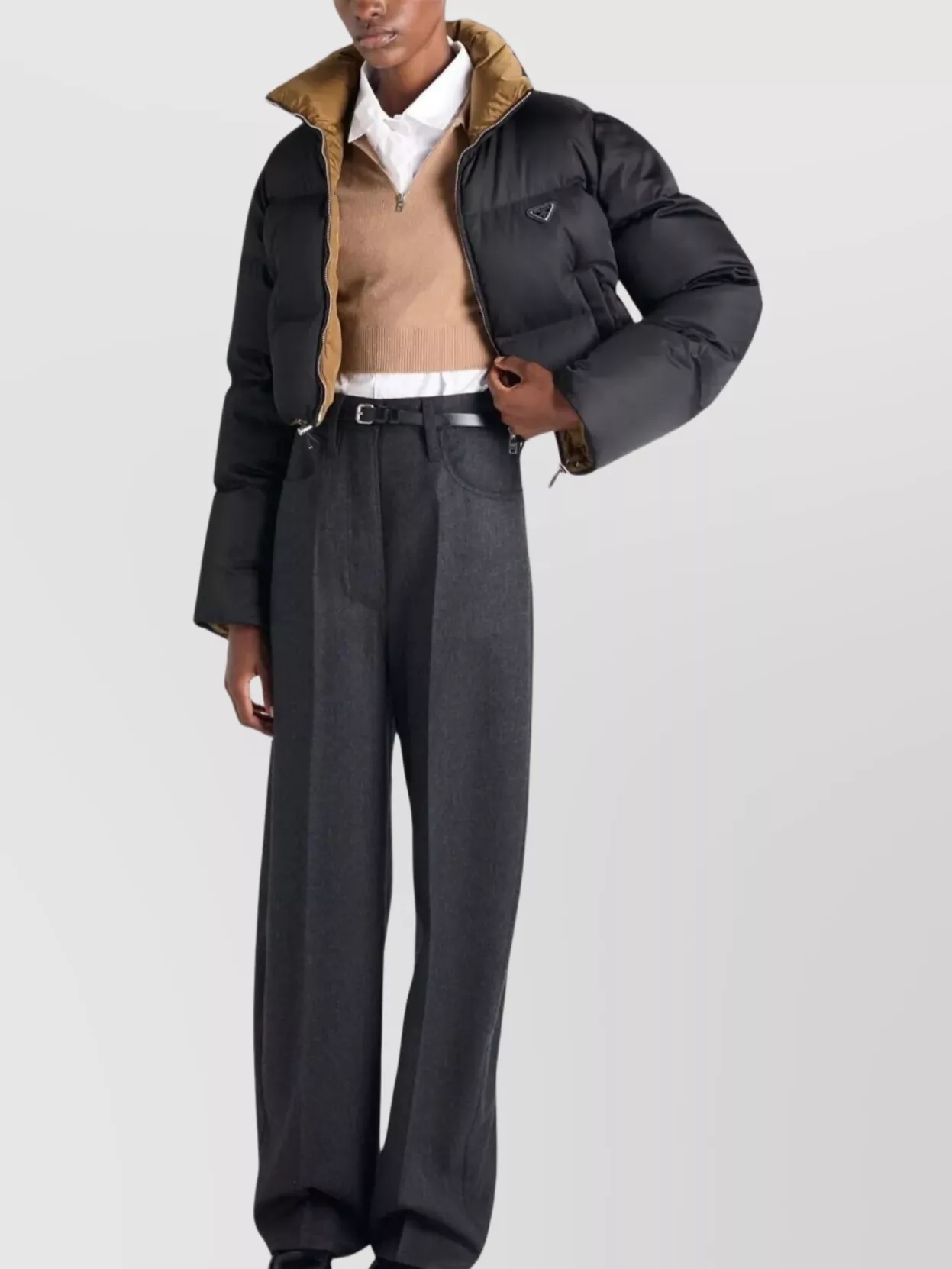Prada Short Down Jacket Stand-Up Collar