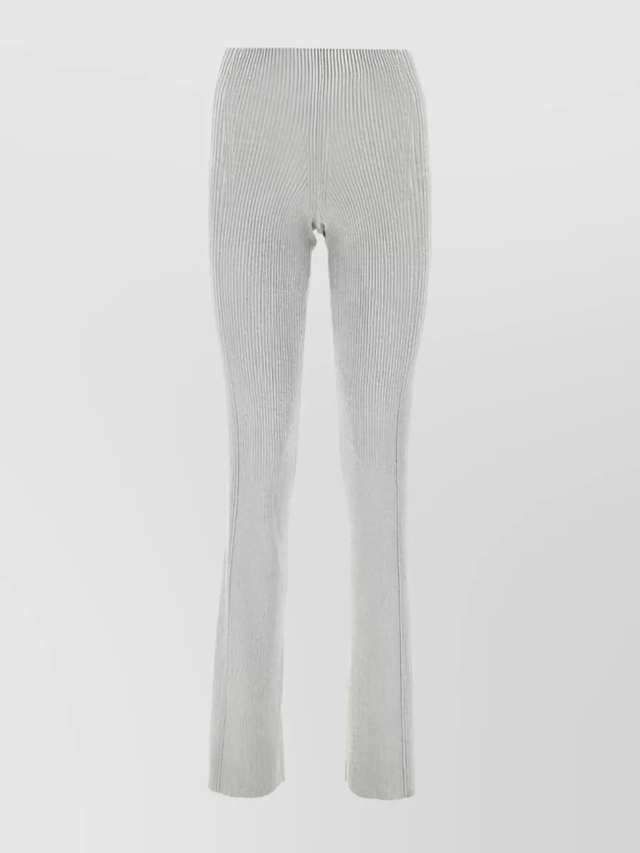 Shop Dion Lee Knit Ribbed Flared Pants In Grey
