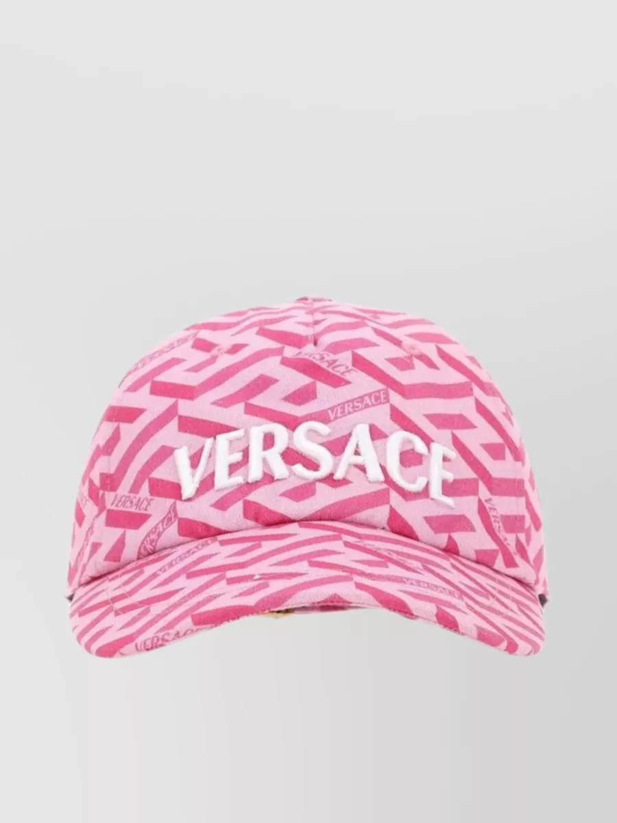 Shop Versace Cotton Cap With Printed Baseball Visor In Pastel