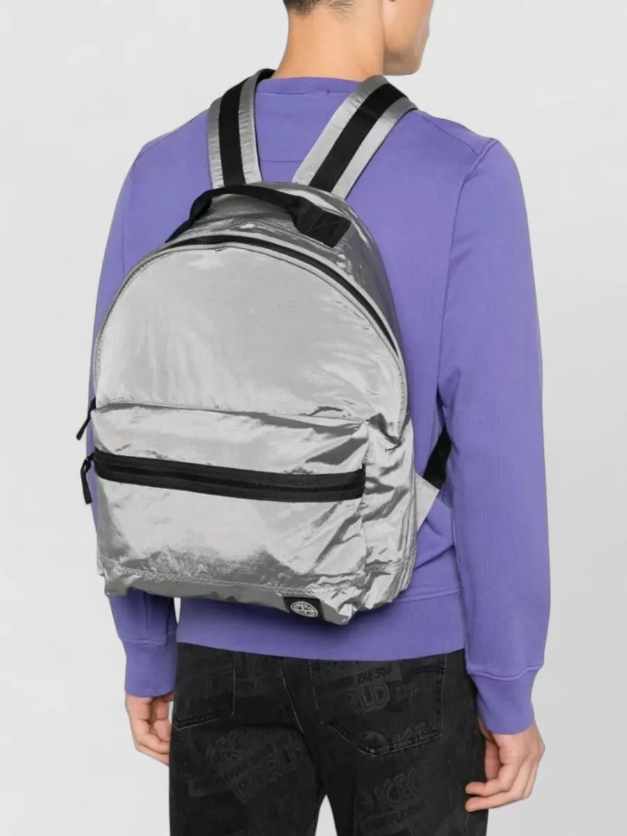 Stone Island Backpack Adjustable Straps Front Zip Pocket Handle