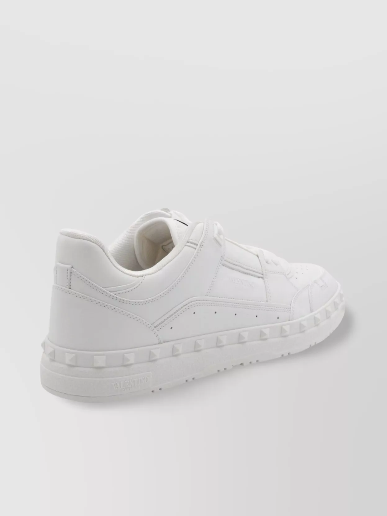 Valentino Garavani Premium Calf Leather Sneakers With Rockstud Detailing In White