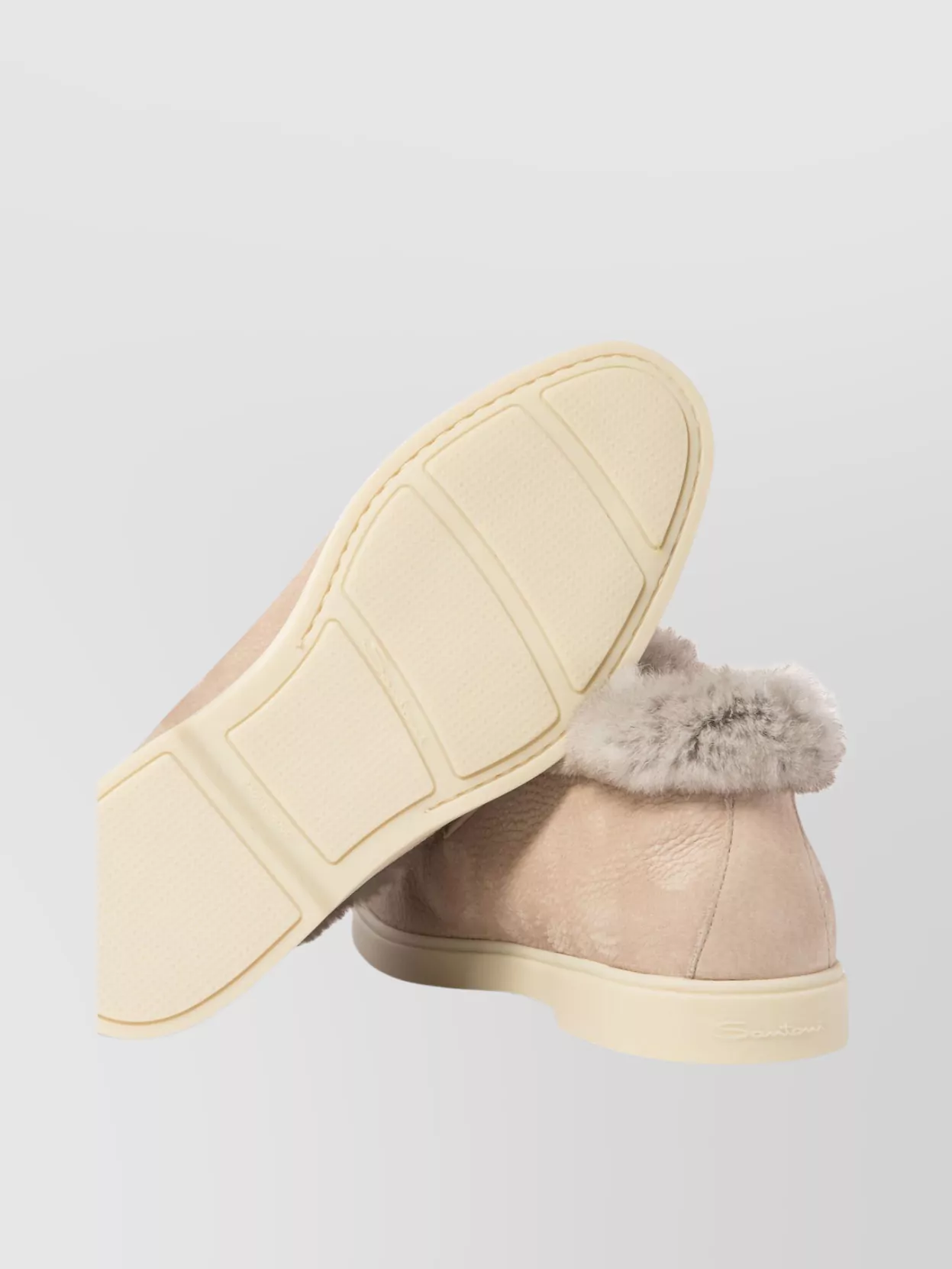 Shop Santoni Faux Fur Trim Ankle Boots With Round Toe