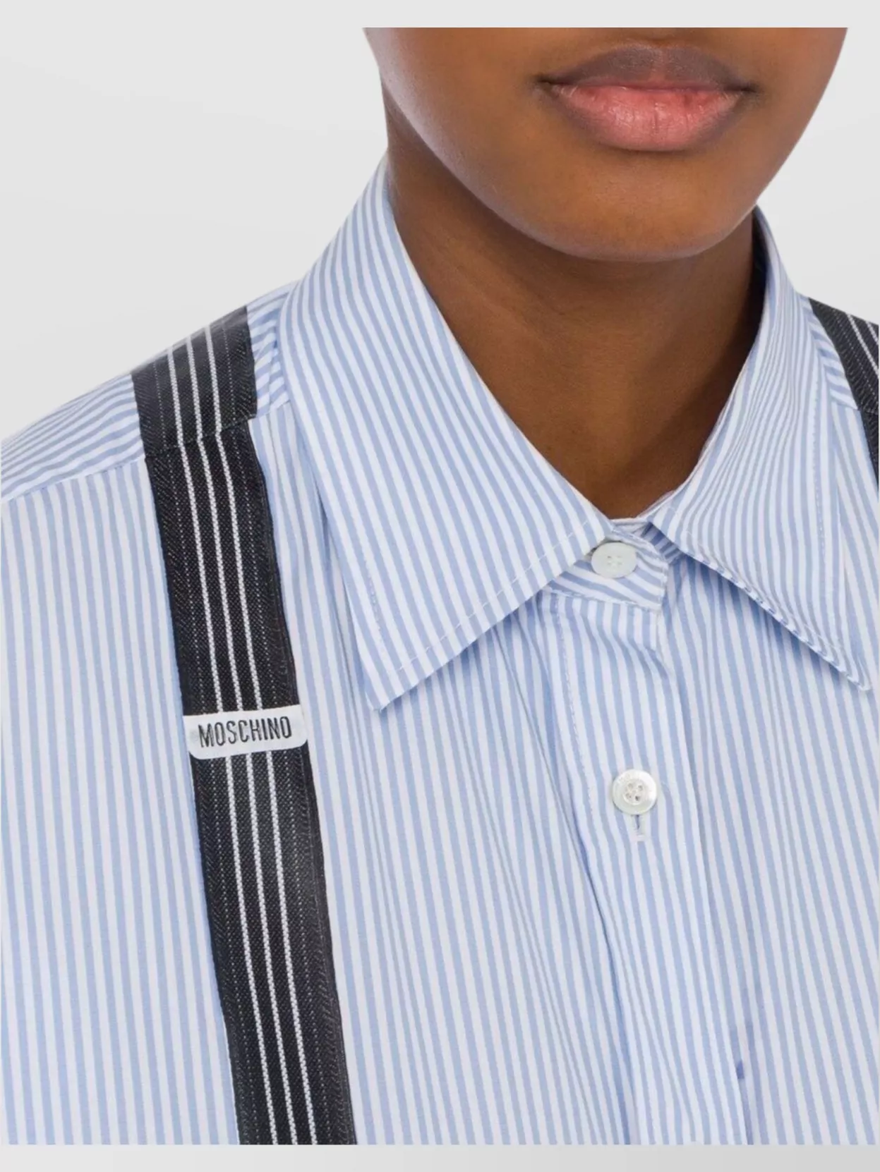 Moschino Striped Pattern Long Sleeves With Detachable Suspenders In Blue