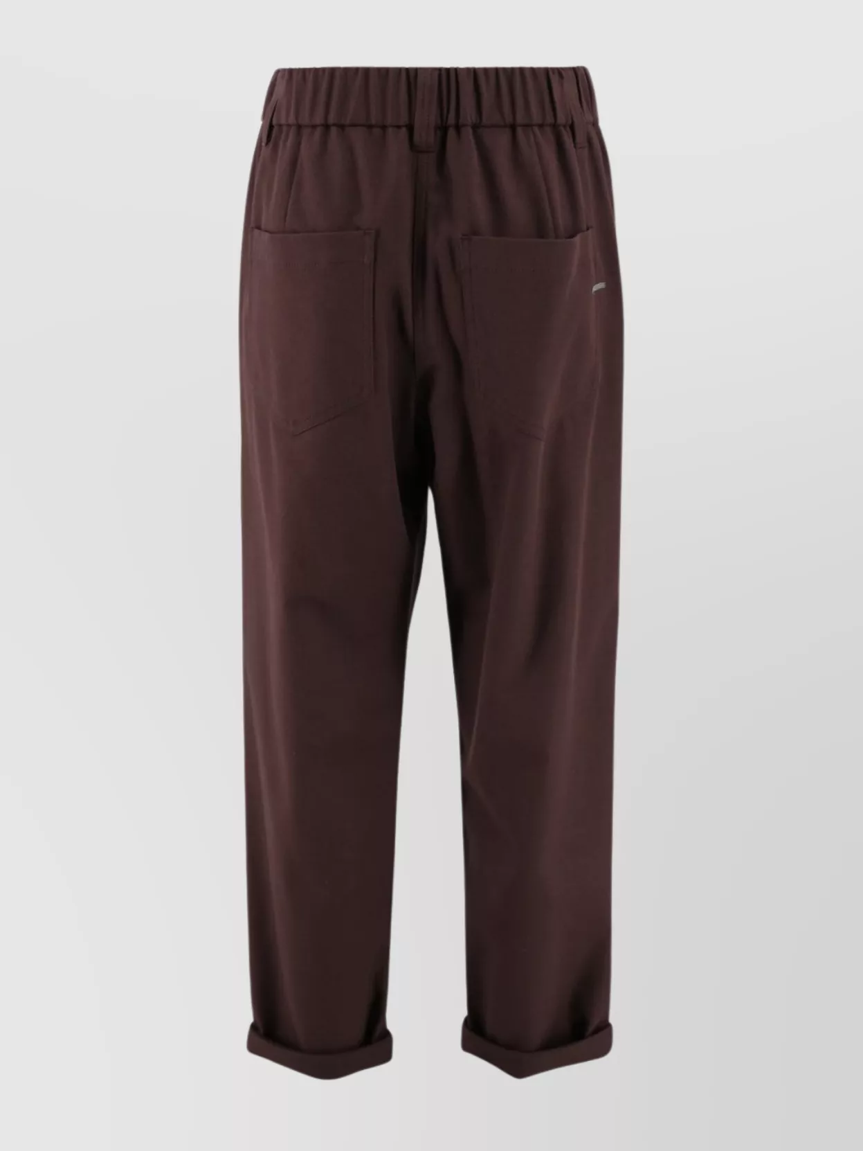 Brunello Cucinelli Relaxed Fit Cotton Trousers With Rolled Cuffs