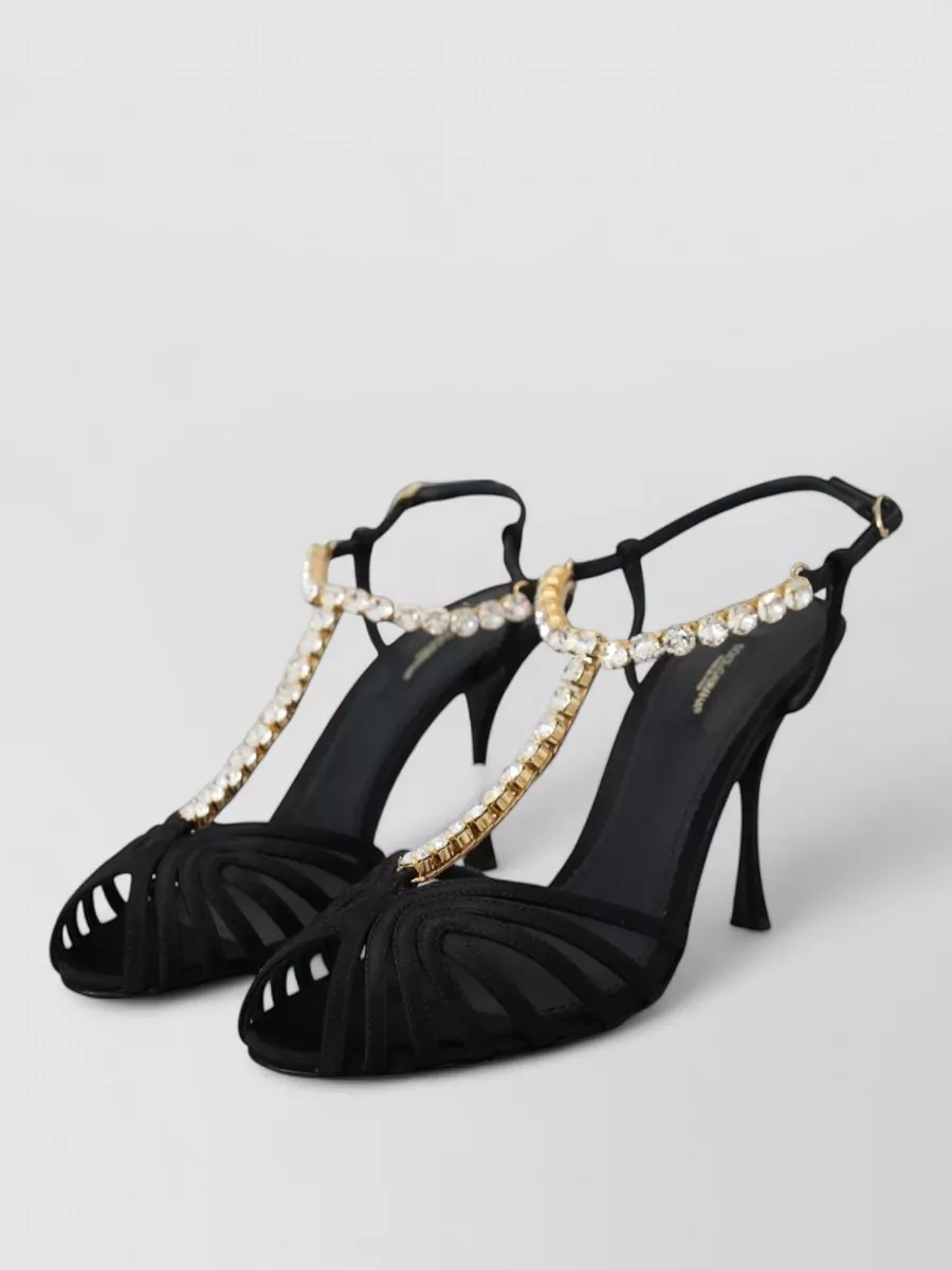 Dolce&Gabbana silk crystal-embellished t-strap sandals