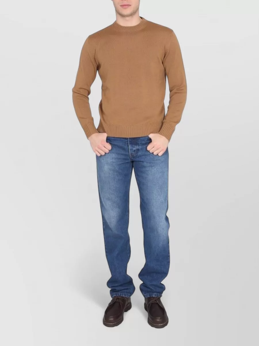Ballantyne merino wool ribbed cross-neck jumper