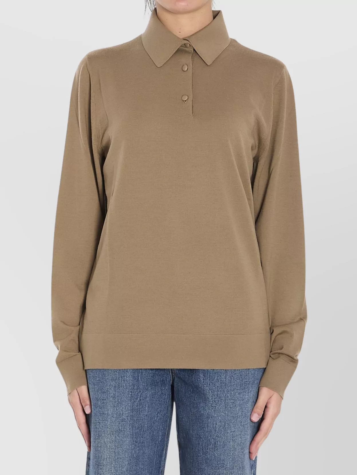 The Row Wool Jersey Polo Shirt In Neutral