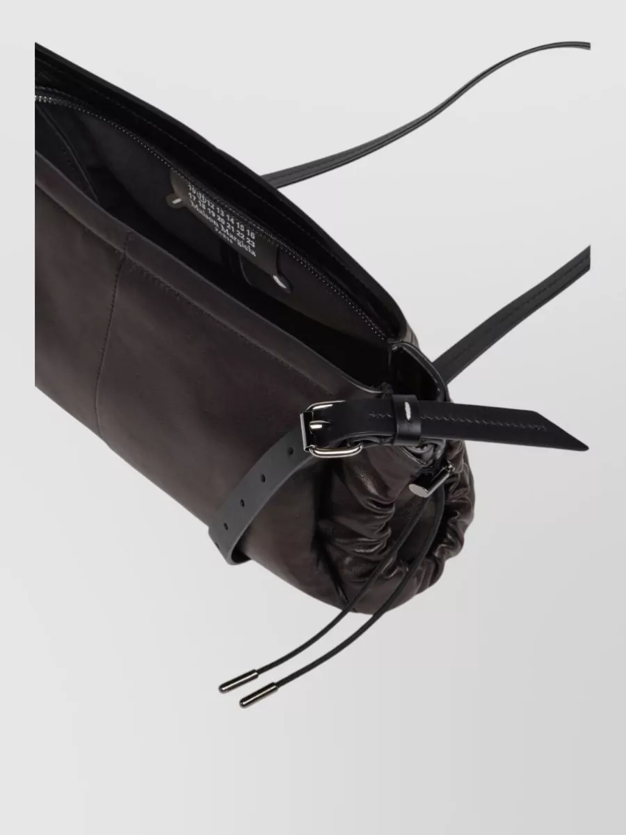 Maison Margiela Horizontal Lambskin Shoulder Bag Drawstring Strap