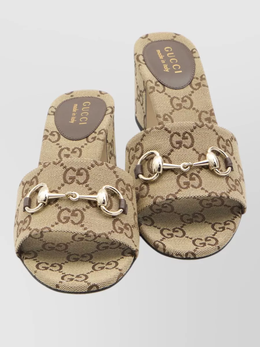 Gucci Slide Sandal Horsebit Detail Medium Heel