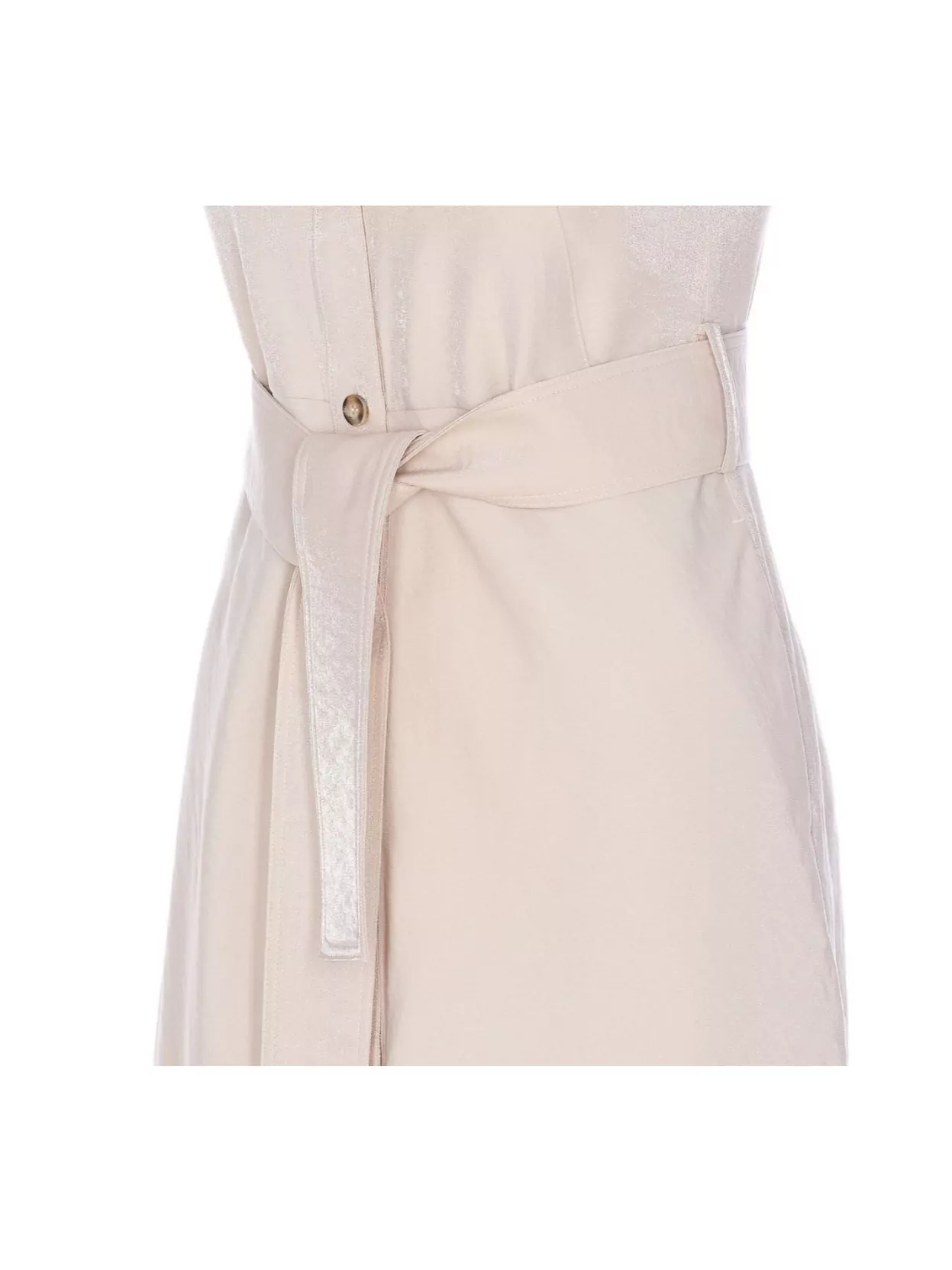 Shop Liu •jo Sleeveless Dress With Belted Waist And Side Slits