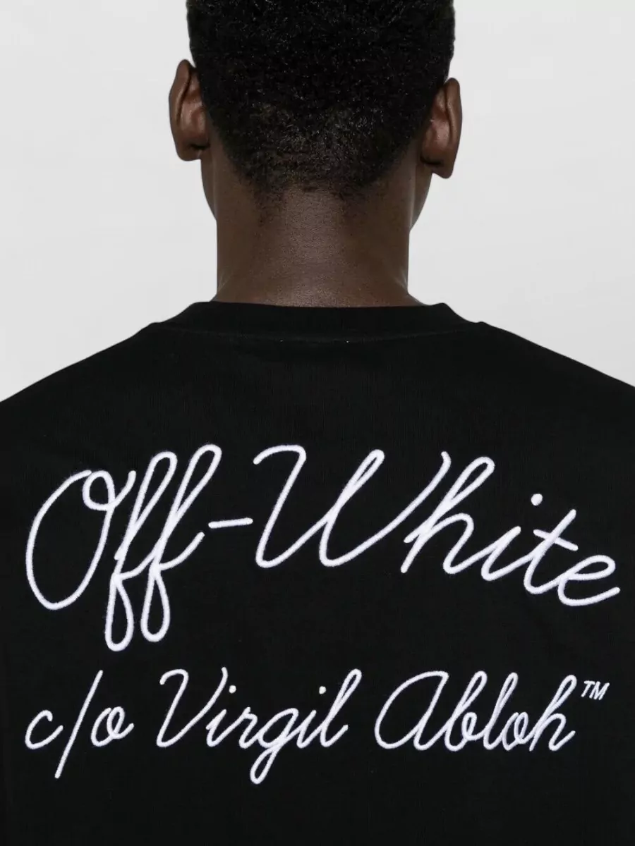 Off-White Embroidered Logo Cotton T-Shirt