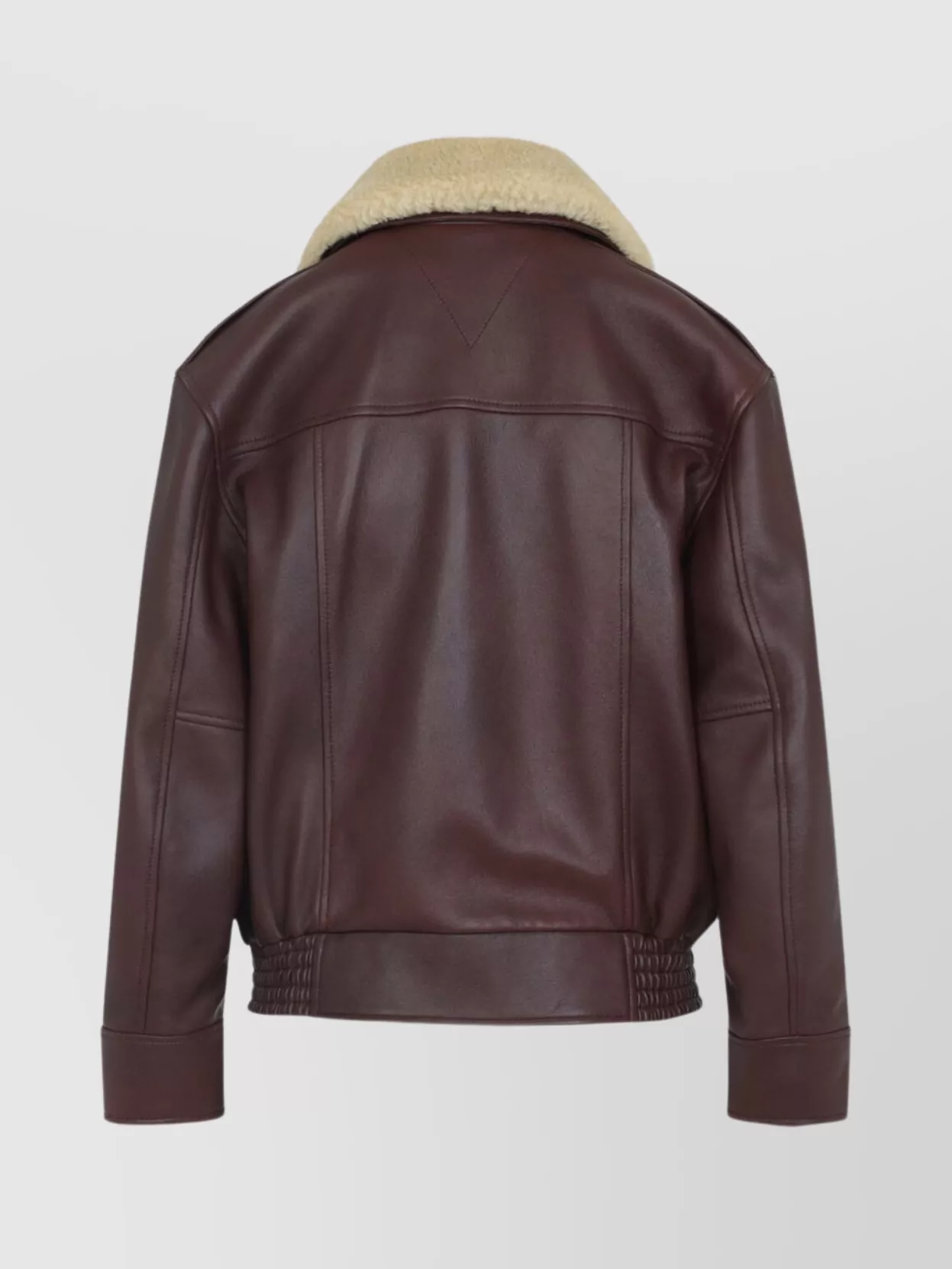 Bottega Veneta Brown Shearling Coat With Removable Fur Collar And Front Zip Closure In Leather Woman In Burgundy