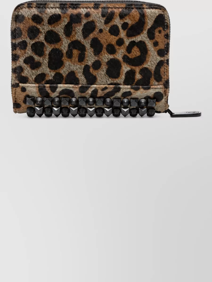 Ash leather leopard print clutch bag