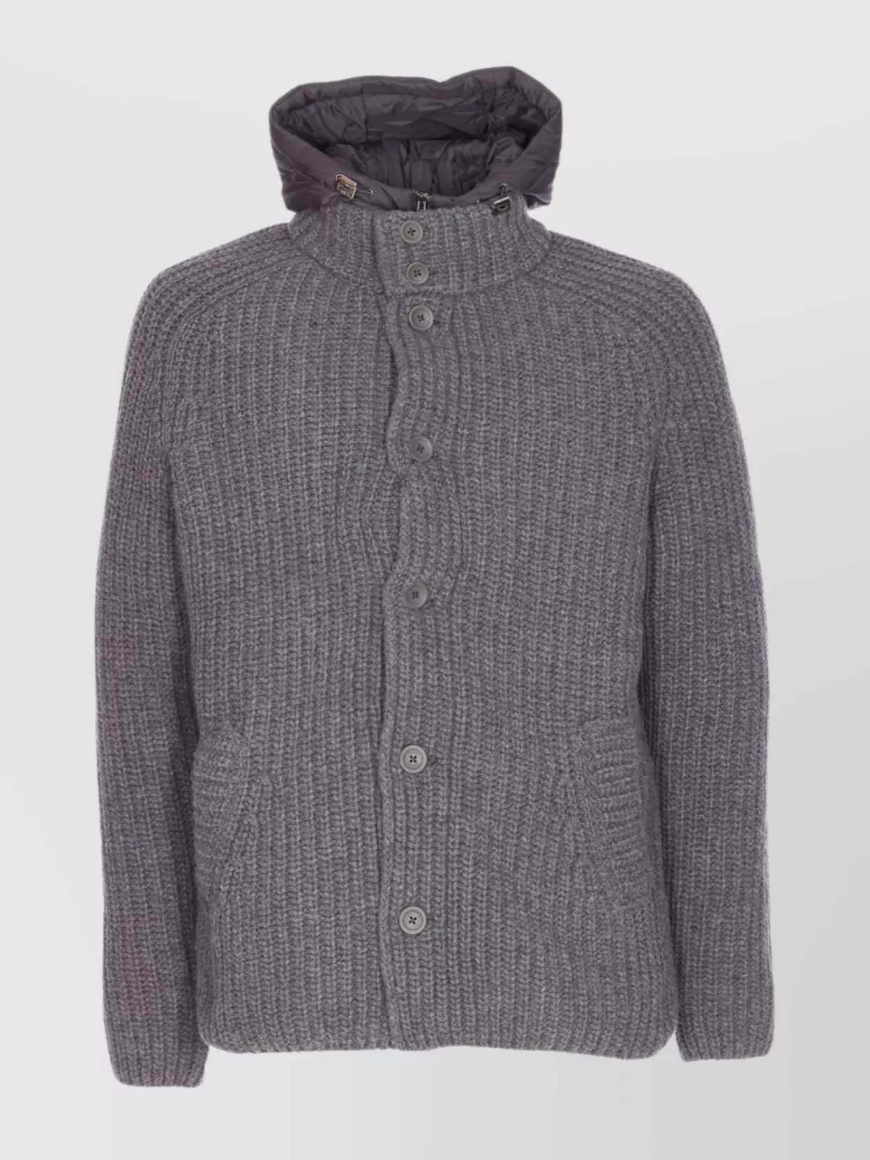 Herno Padded Bomber Jacket With Hood And Pockets In Gray