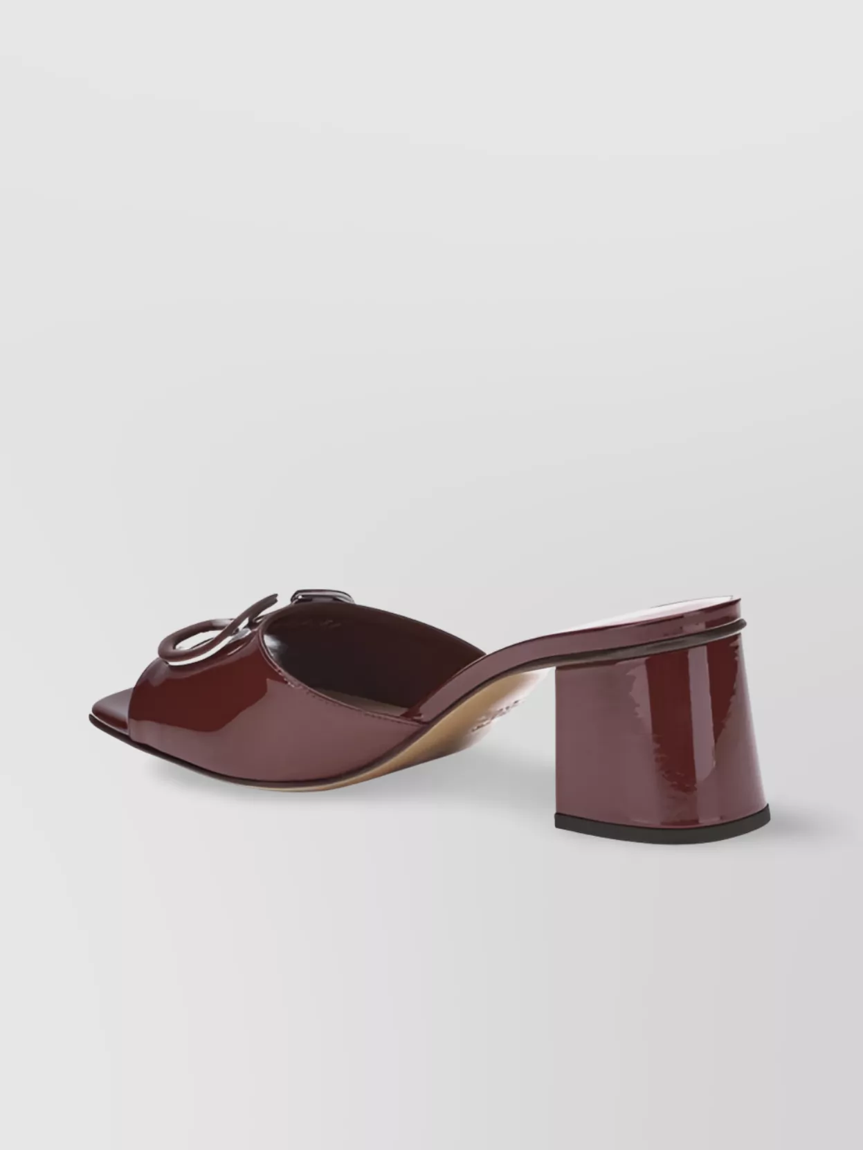 Valentino Garavani Patent Leather Vlogo Slide Sandals With Block Heel