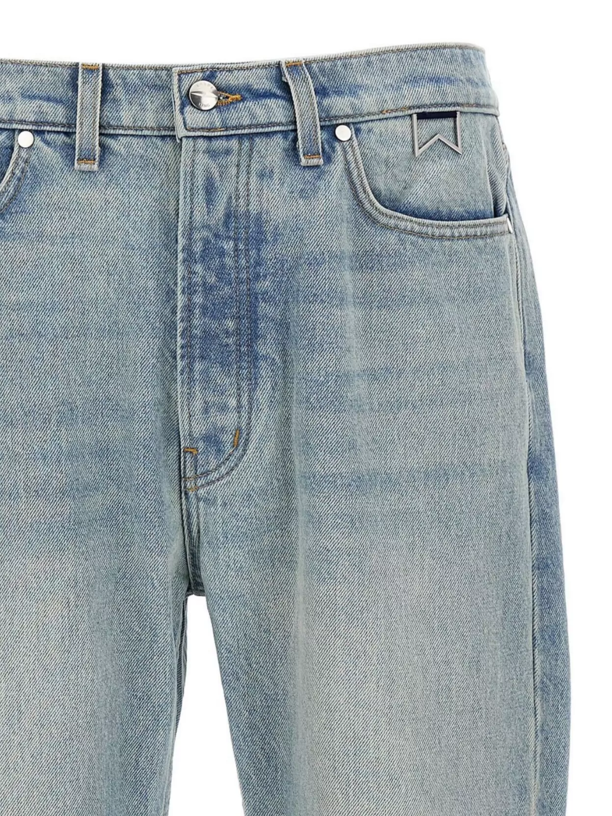 Rhude '90S High-Waisted Faded Wash Denim Trousers