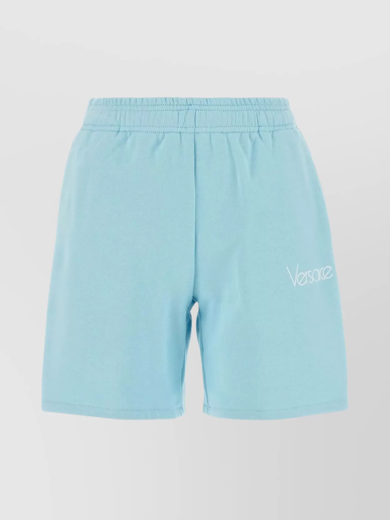 Shop Versace Cotton Shorts With Elastic Waist And Pockets