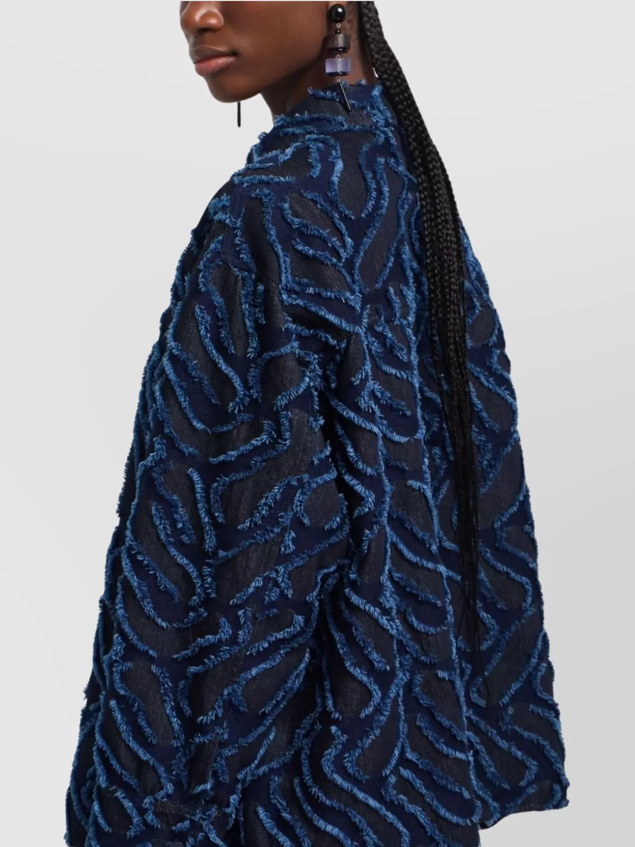 Emporio Armani Textured Cotton Jacket Frayed Pattern