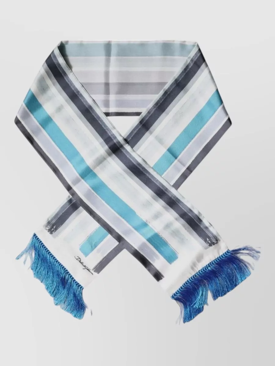 Dolce&Gabbana Silk Striped Fringe Scarf