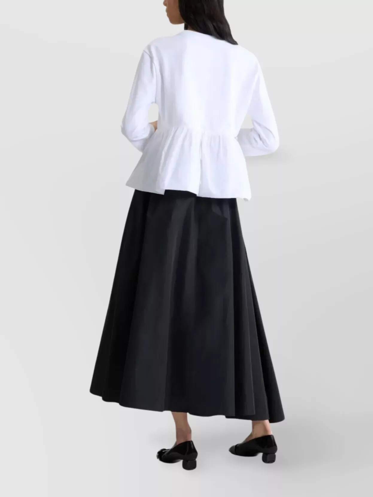 Patou Organic Cotton Faille Peplum T-Shirt With Ruffle Hem