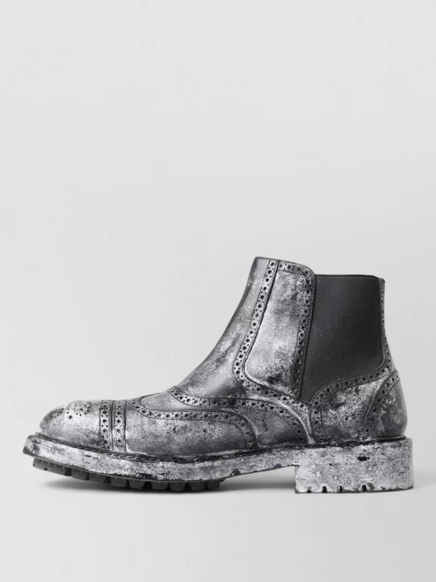 Dolce&Gabbana Leather Brogue Chelsea Boots