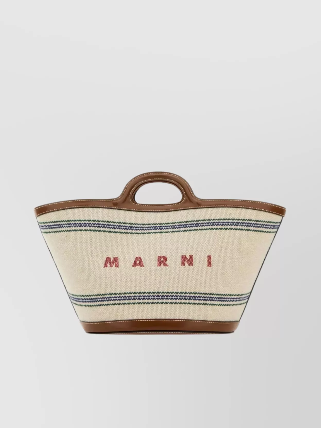 Shop Marni Canvas Tropicalia Shoulder Bag In Beige