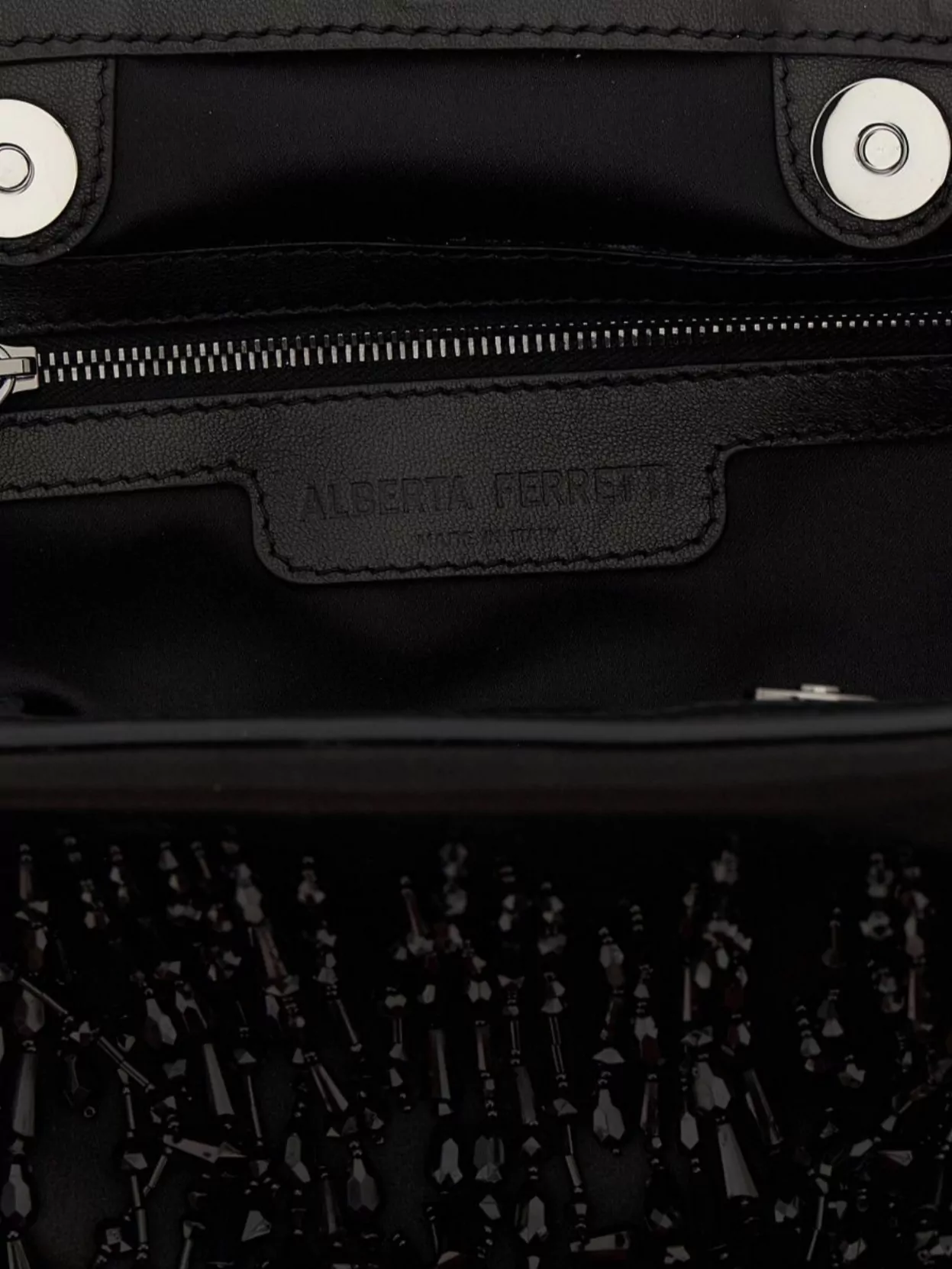 Alberta Ferretti Satin Clutch Adorned With Beaded Embellishments And Shoulder Strap