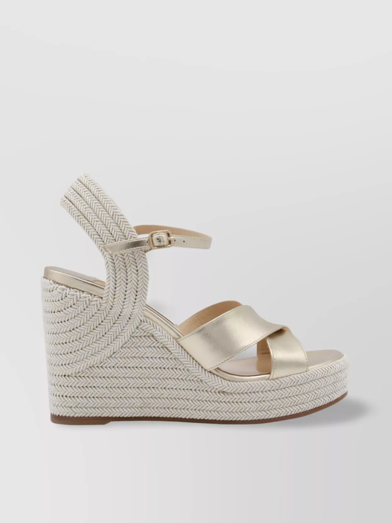 Jimmy Choo Metallic Wedge Heel Strappy Espadrilles