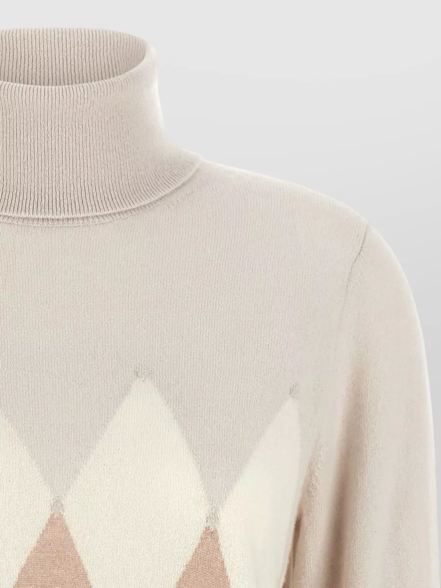 Ballantyne Cashmere Diamond-Intarsia Turtleneck Sweater