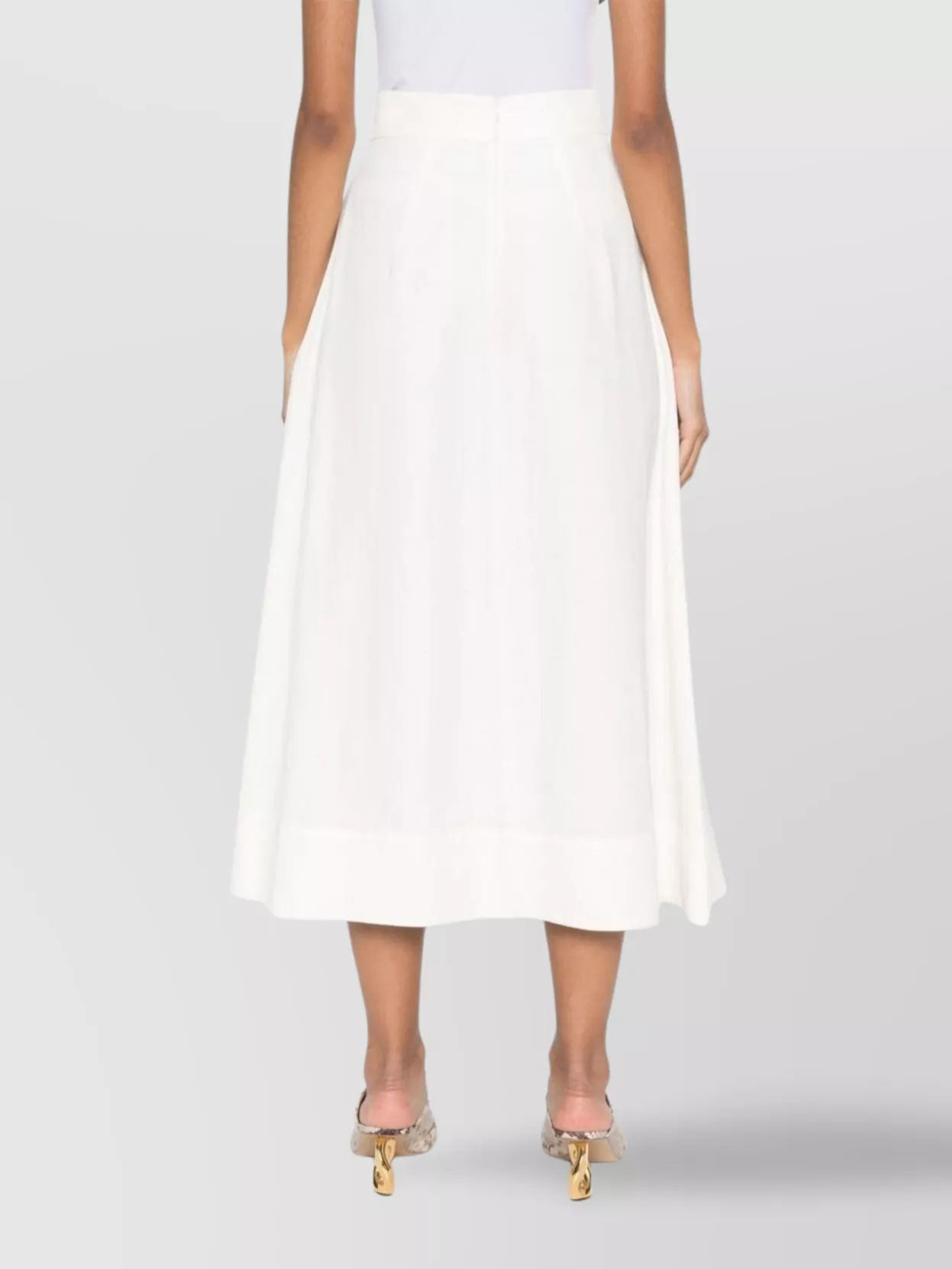 P.A.R.O.S.H A-LINE FLARED HIGH WAIST MIDI SKIRT