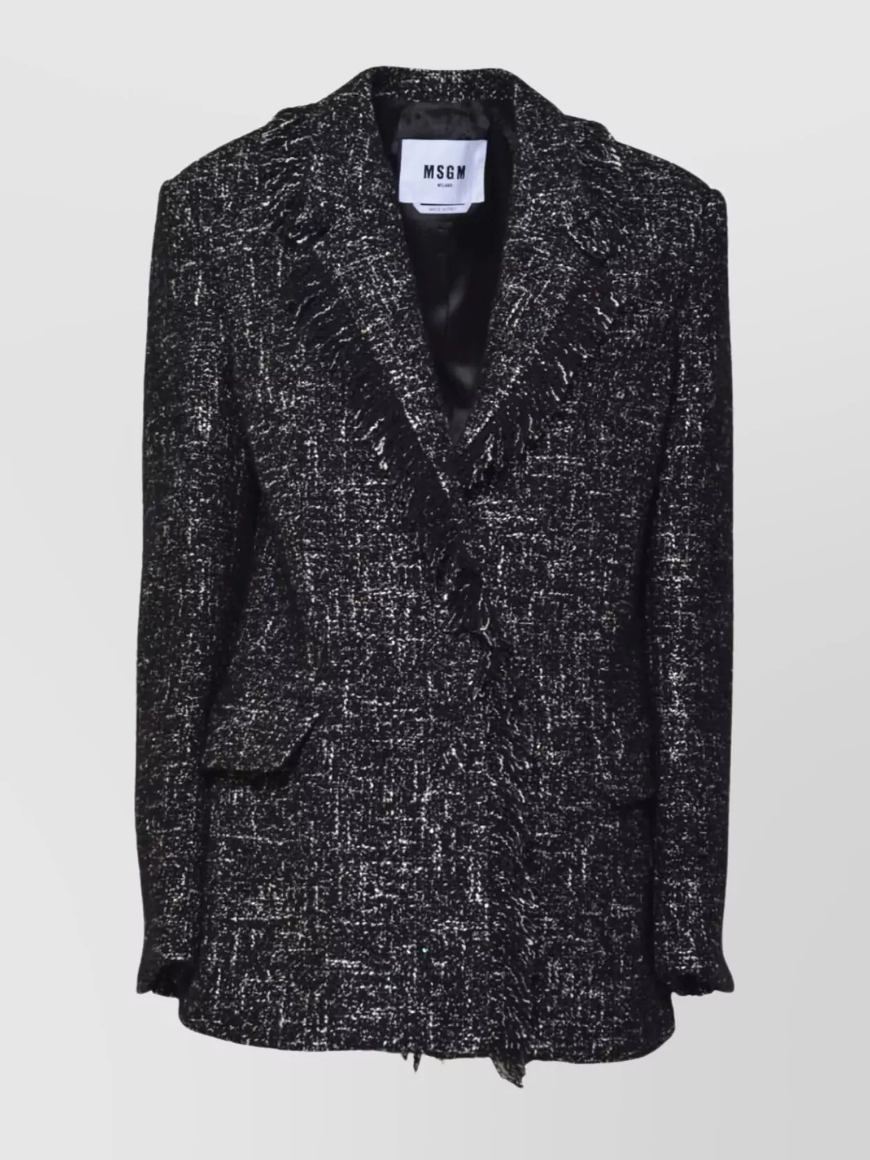 Msgm Frayed Edge Blazer Flap Pocket In Gray