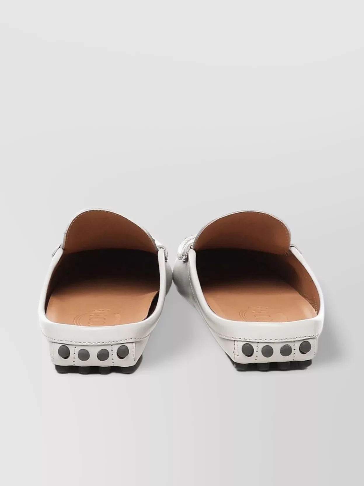 Tod's Grey Leather Mules Metal Accent