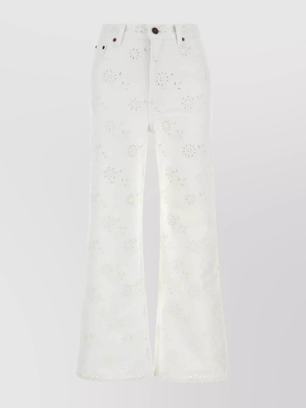 Chloé Denim Jeans With Floral Embroidery And Wide Leg