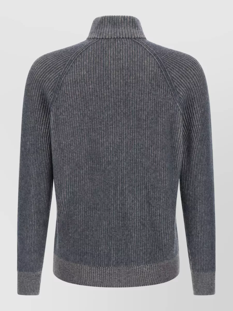 Brunello Cucinelli Cashmere Ribbed High Neck Cardigan