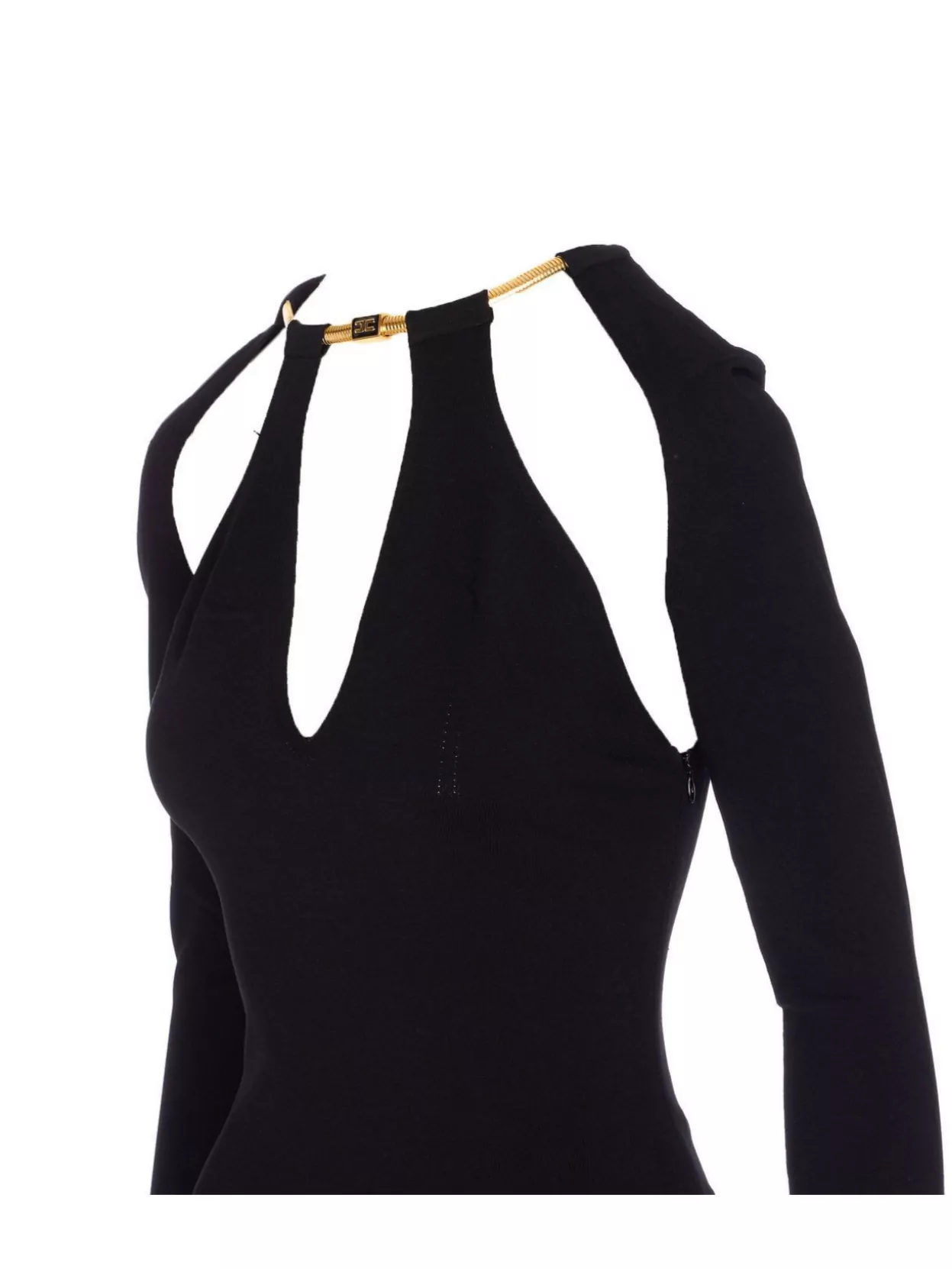 Elisabetta Franchi Bodycon Midi Dress Cut-Out Design
