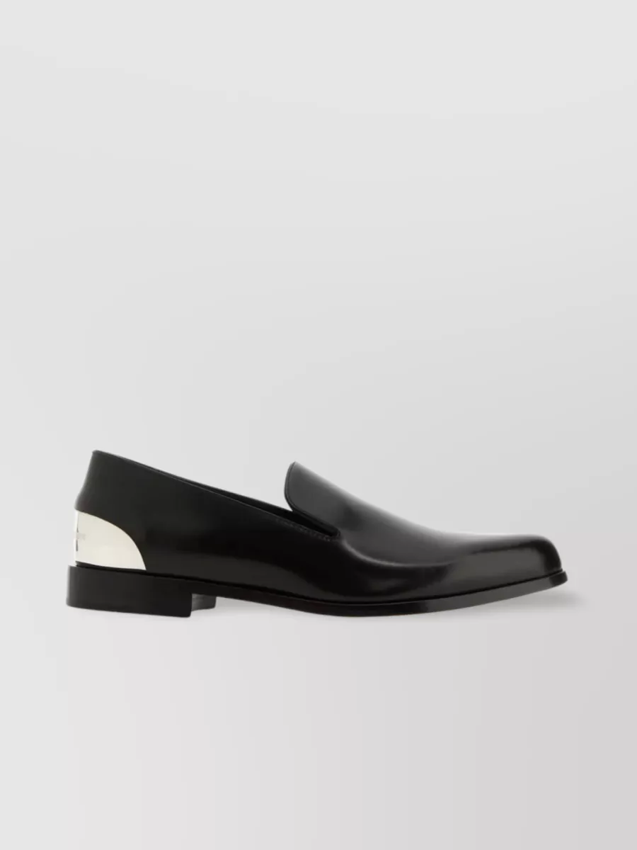 Shop Alexander Mcqueen Refined Leather Loafers With Metallic Accent In Black
