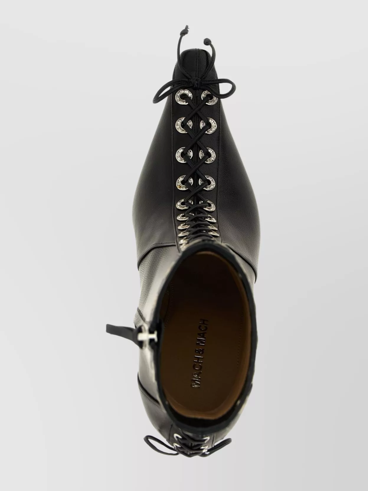 Mach&mach 95mm Lace-up Studded Ankle Boots In Black