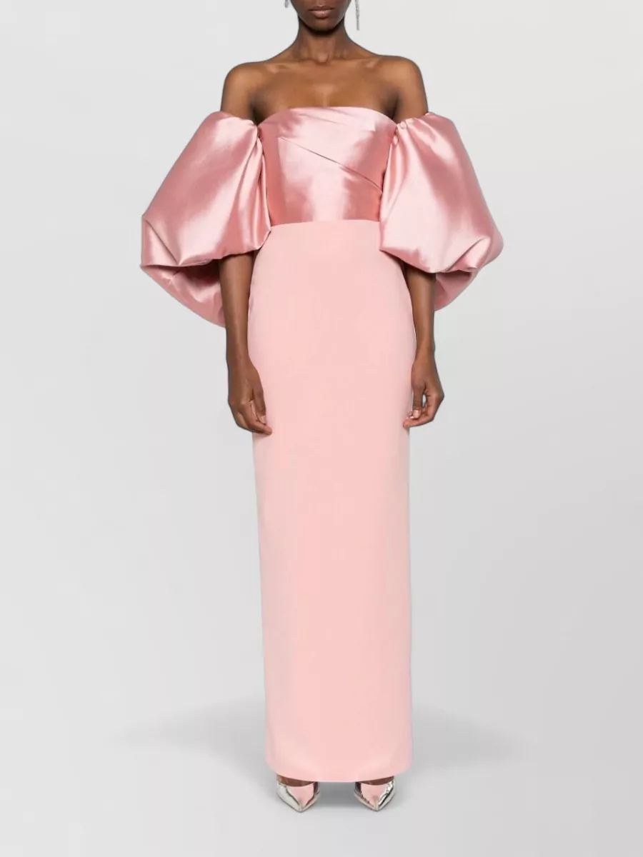 Solace London Off-Shoulder Puff-Sleeve Maxi Gown