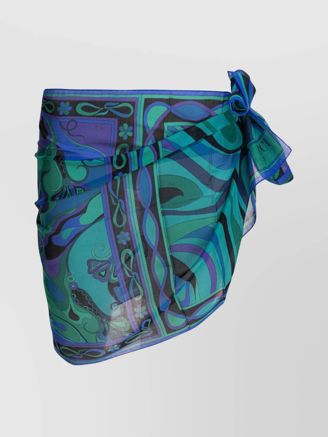 EMILIO PUCCI ABSTRACT PATTERN LIGHTWEIGHT SHEER TIE DETAIL