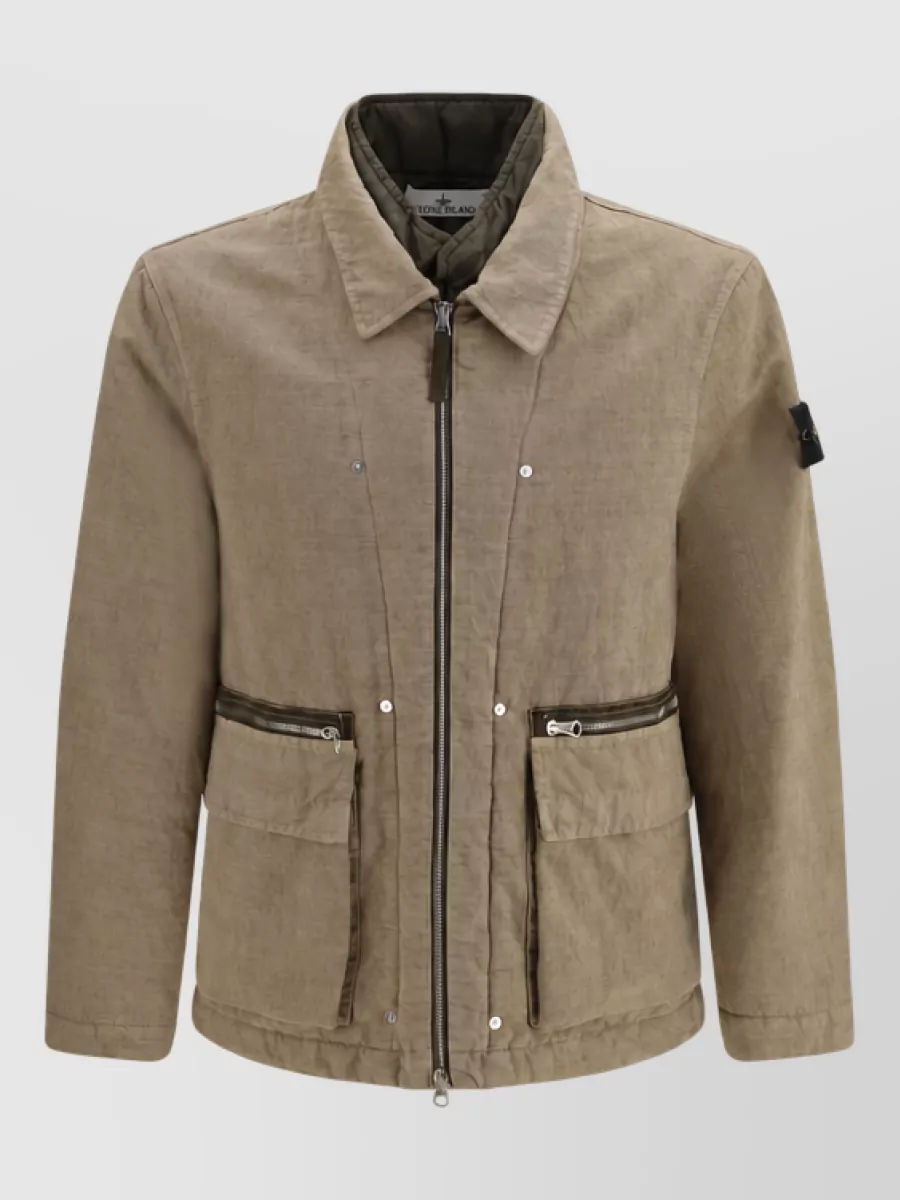Stone Island quilted single-breasted coat