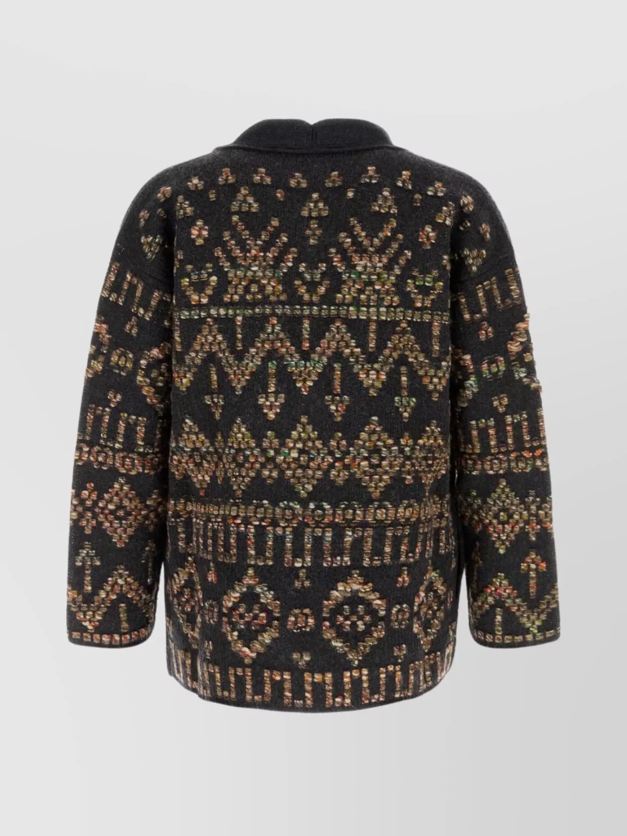 Alanui Wool Blend Grunge Beat Cardigan With Embroidered Geometric Pattern In Multi