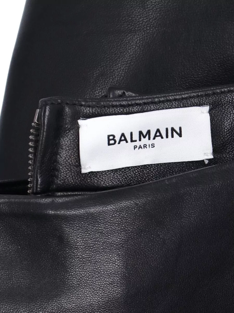 Balmain Leather Knee-Length Skirt