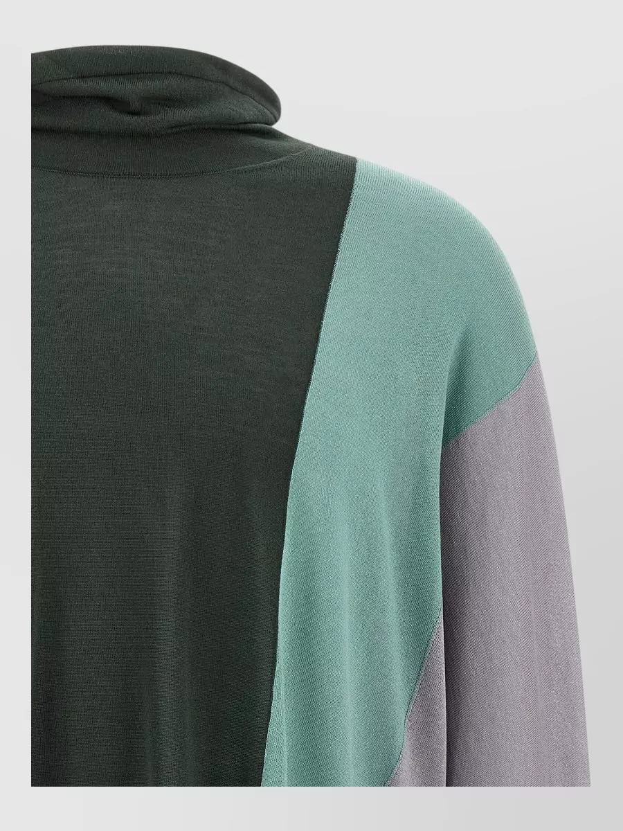 Kiko Kostadinov Silk Blend Fine Knit Turtleneck Asymmetric Sweater