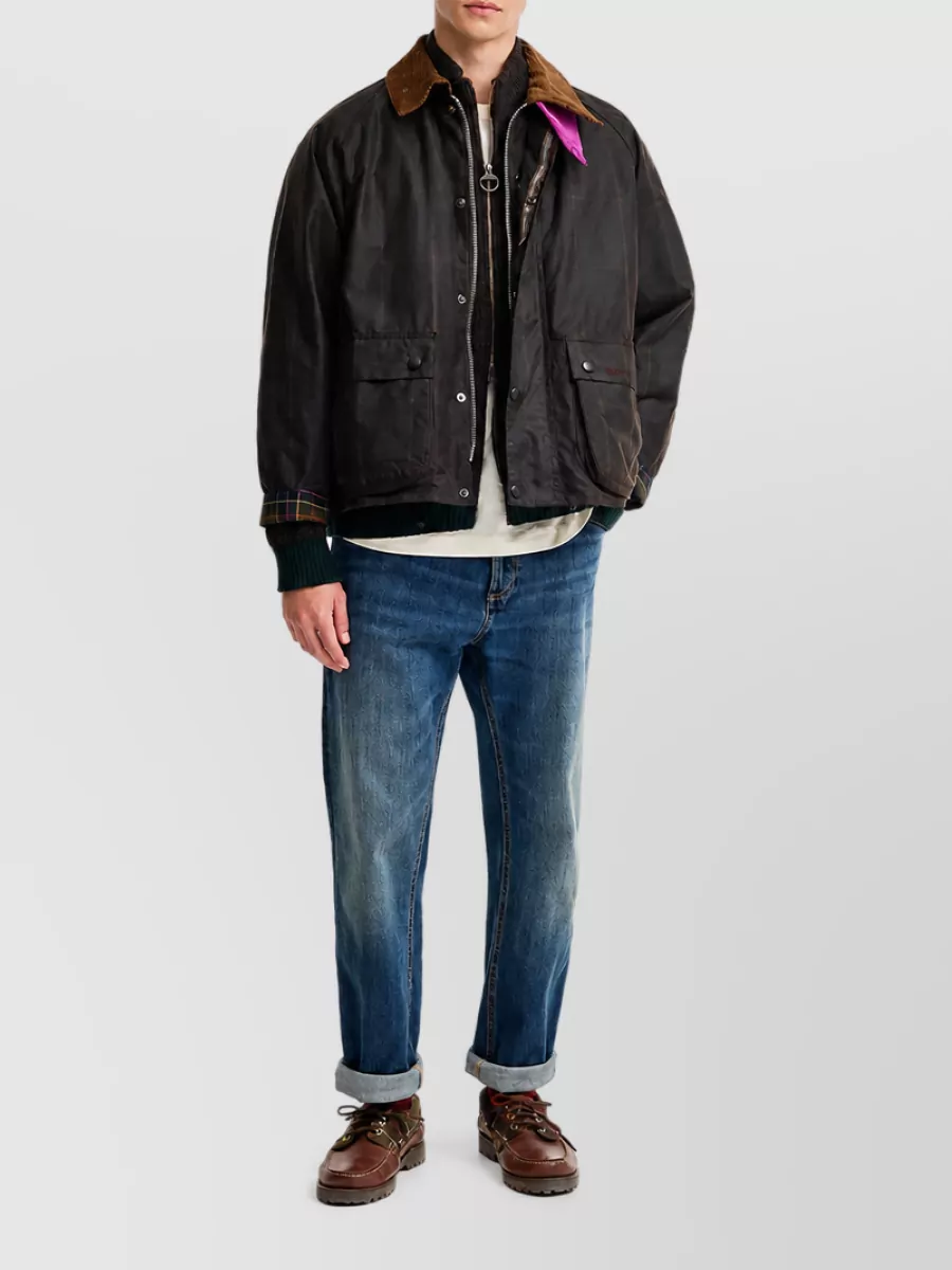 Barbour Waxed Cotton Checked Single Breasted Coat