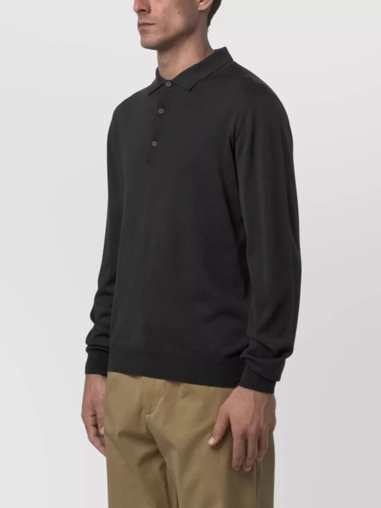 K-Way Merino Wool Blend Long Sleeve Polo Top