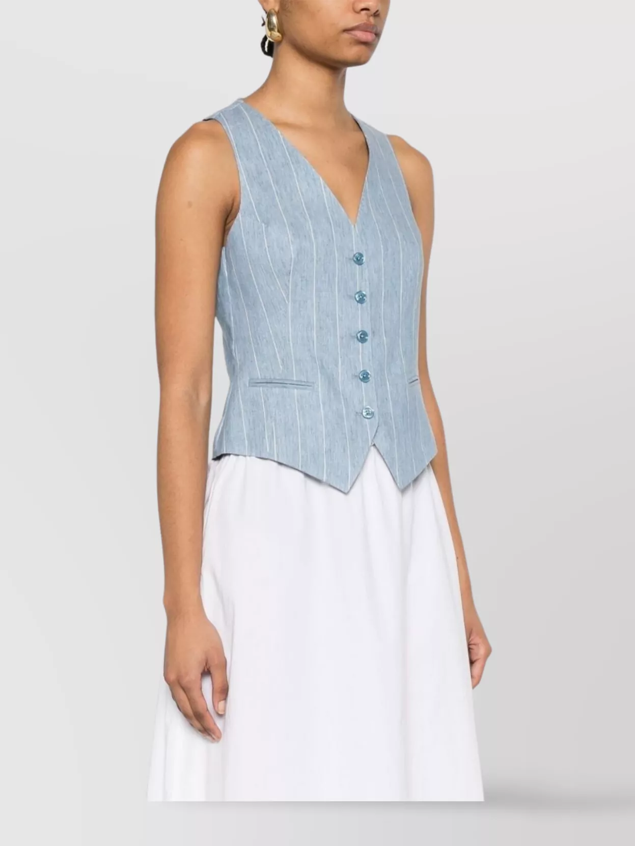 Tagliatore Striped Linen Cotton Blend Vest
