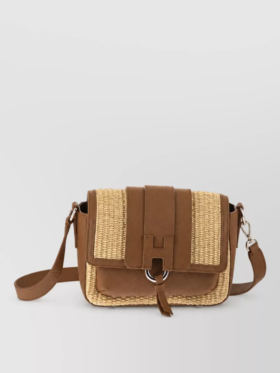 Hogan na leather and raffia mini bag