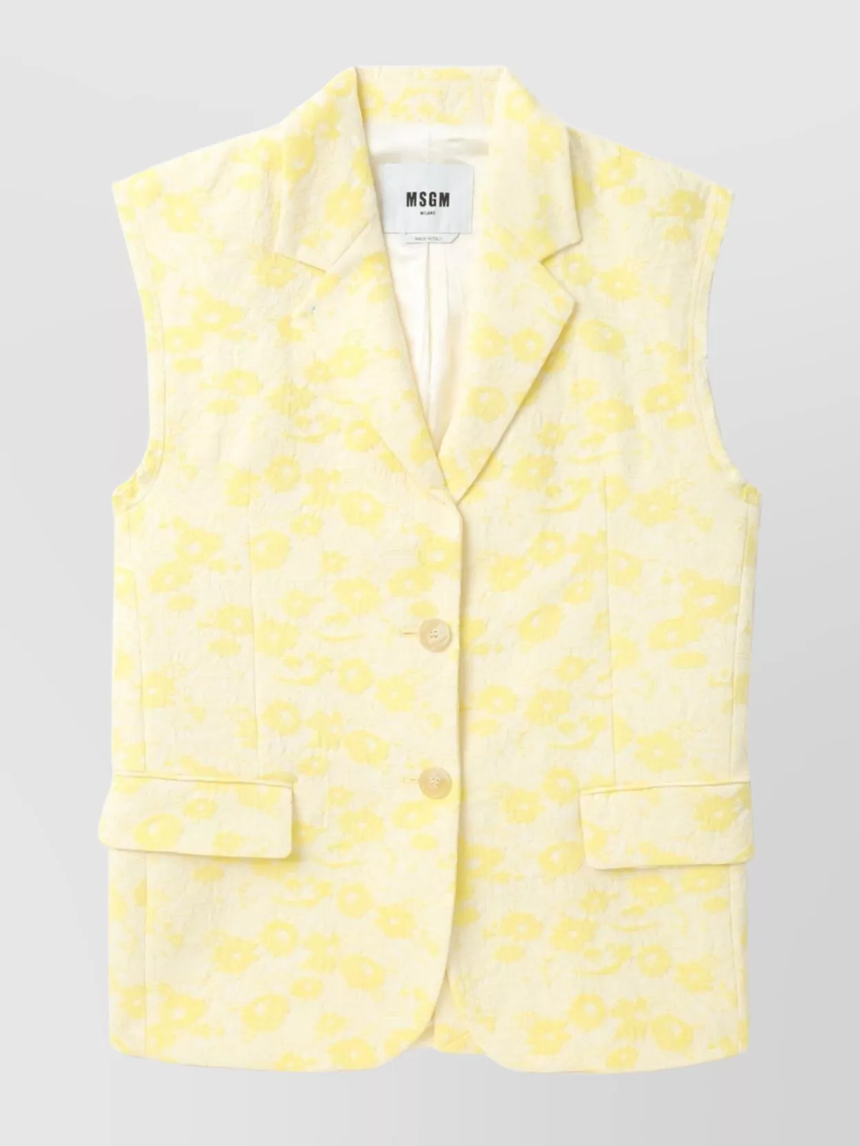 Msgm Floral Pattern Sleeveless Blazer Pockets In Gray