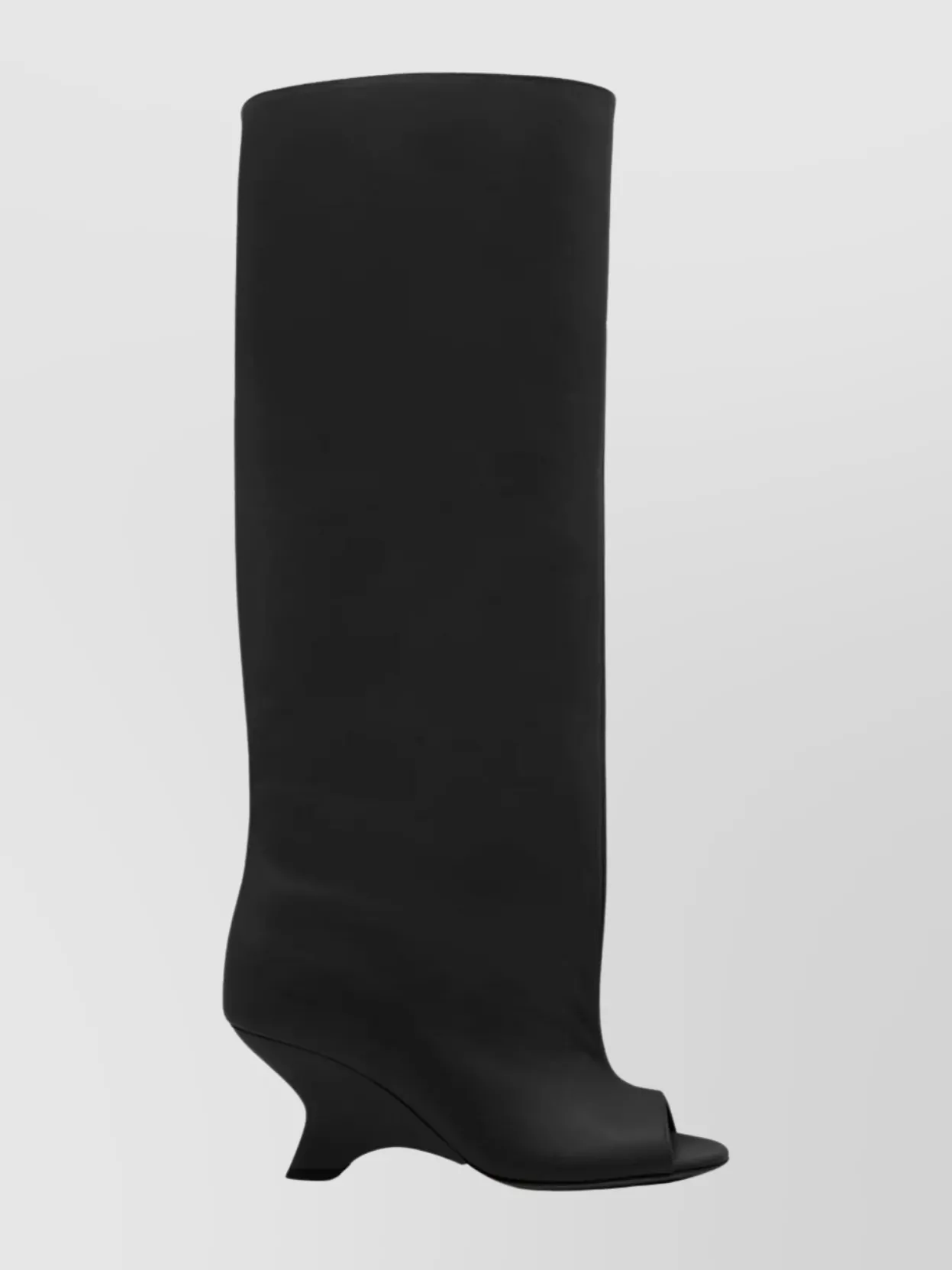 Gia Borghini Knee Length Open Toe Boot With Curved Heel In Black