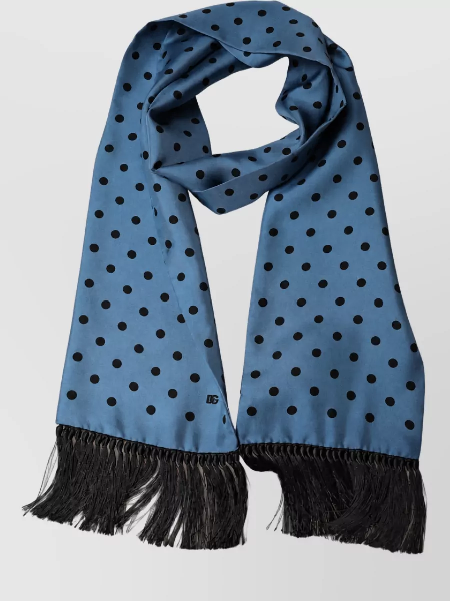 Dolce&Gabbana silk polka dot fringed scarf